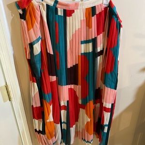 Multicolored geometric plus-sized midi skirt from Anthropology